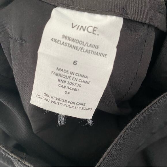 Vince Black Tuxedo Stripe Stretch Wool Ankle Pants size 6 Faux Leather - Picture 6 of 6